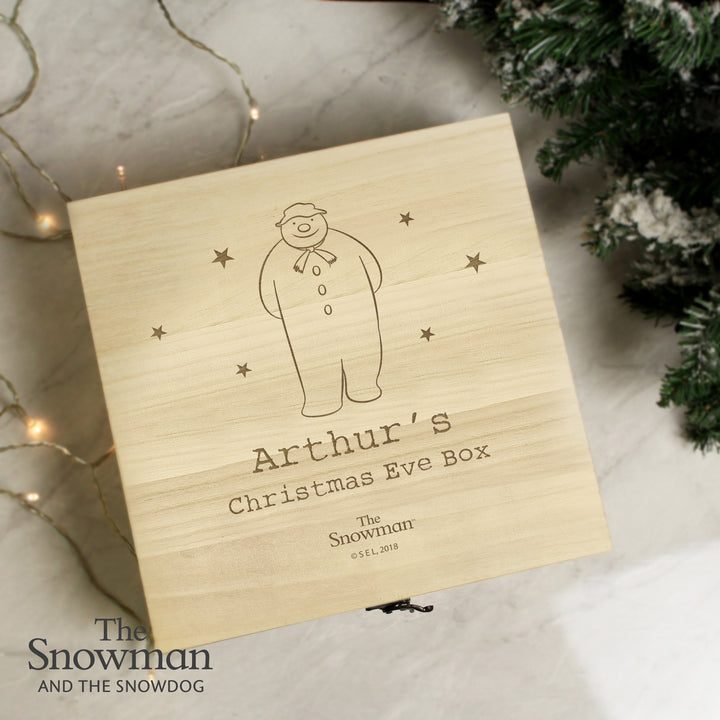 Buy Personalised The Snowman Large Wooden Christmas Eve Box at www.giftsfinder.co.uk