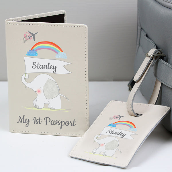 Buy Personalised My 1st Cream Passport Holder & Luggage Tag Set at www.giftsfinder.co.uk