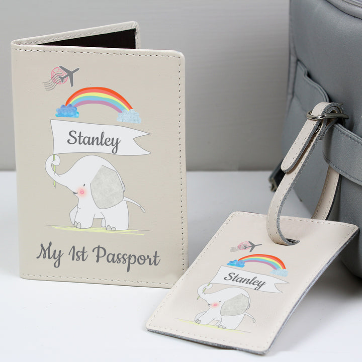 Personalised My 1st Cream Passport Holder & Luggage Tag Set - part of the Gifts Finder Personalised Passport Holders collection