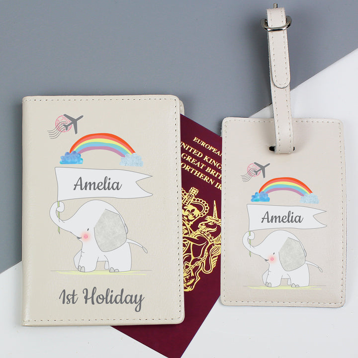 Personalised My 1st Cream Passport Holder & Luggage Tag Set - part of the Gifts Finder Personalised Passport Holders collection