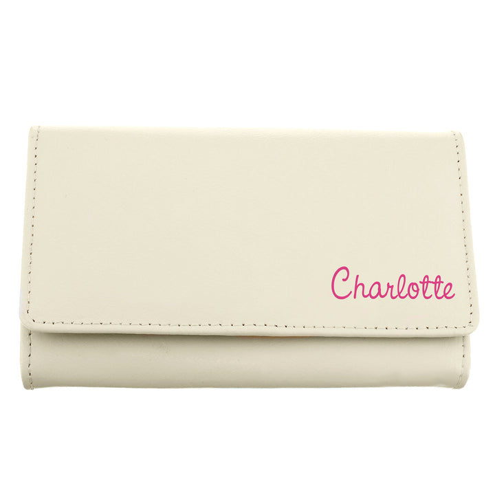 Buy Personalised Pink Name Cream Leather Purse at www.giftsfinder.co.uk