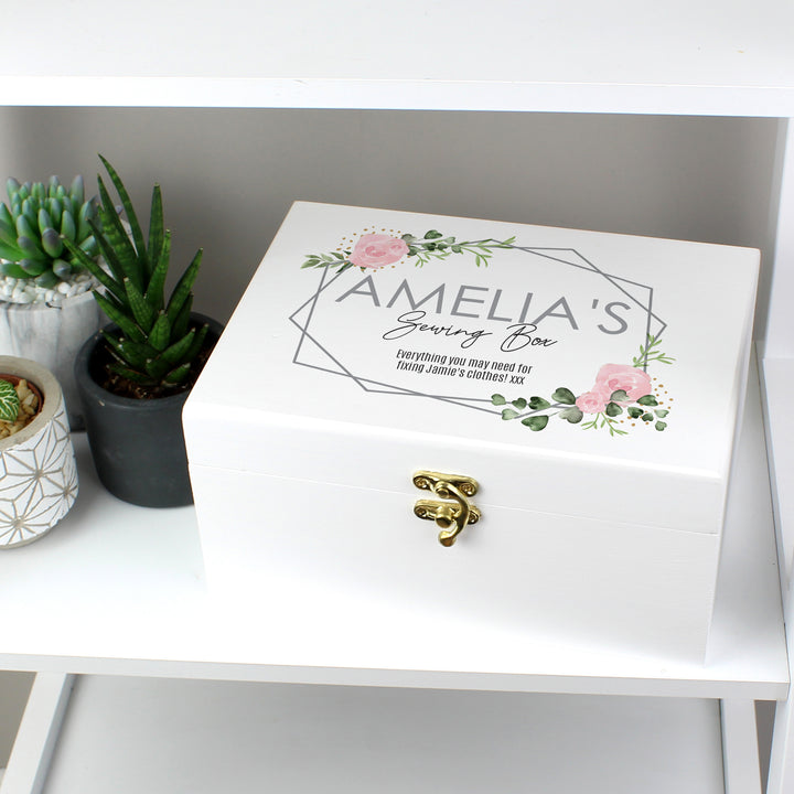 Personalised Abstract Rose White Wooden Keepsake Box - part of the Personalised Ornaments & Keepsakes collection