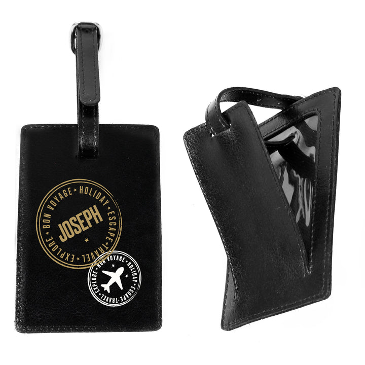 Buy Personalised Stamped Black Luggage Tag at www.giftsfinder.co.uk