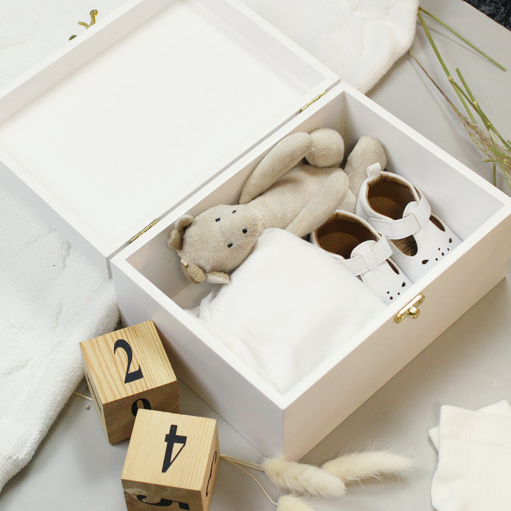 Personalised Safari Animals White Wooden Keepsake Box - part of the Gifts Finder Personalised Ornaments & Keepsakes collection