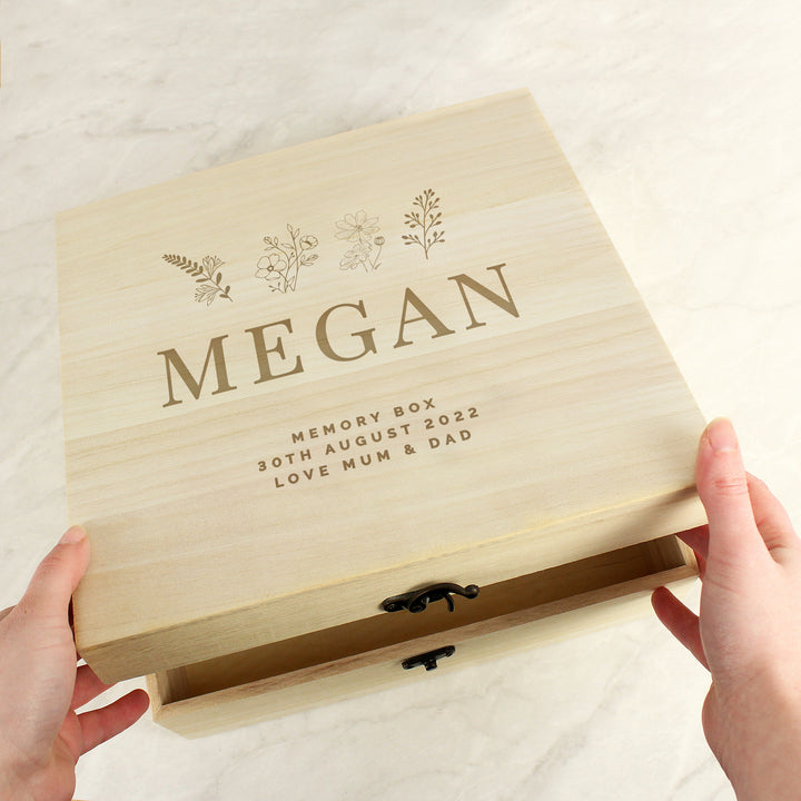 Buy Personalised Floral Wooden Keepsake Box available now at www.giftsfinder.co.uk