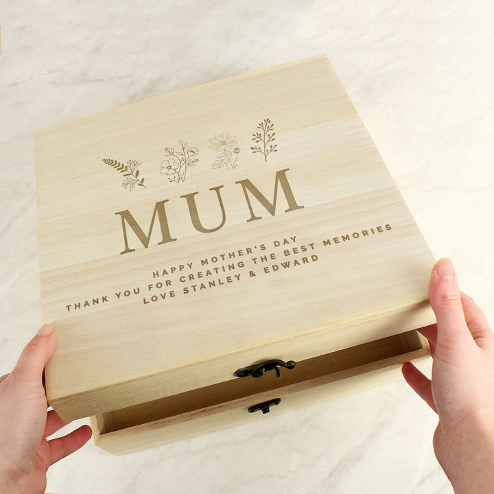 Buy Personalised Floral Wooden Keepsake Box available now at www.giftsfinder.co.uk