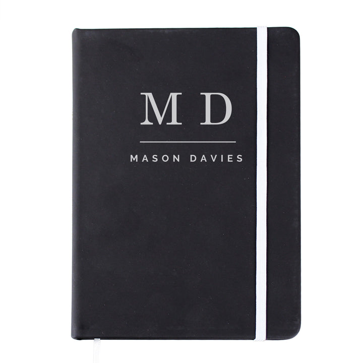 Buy Personalised Initials Black Hardback Notebook available now at www.giftsfinder.co.uk