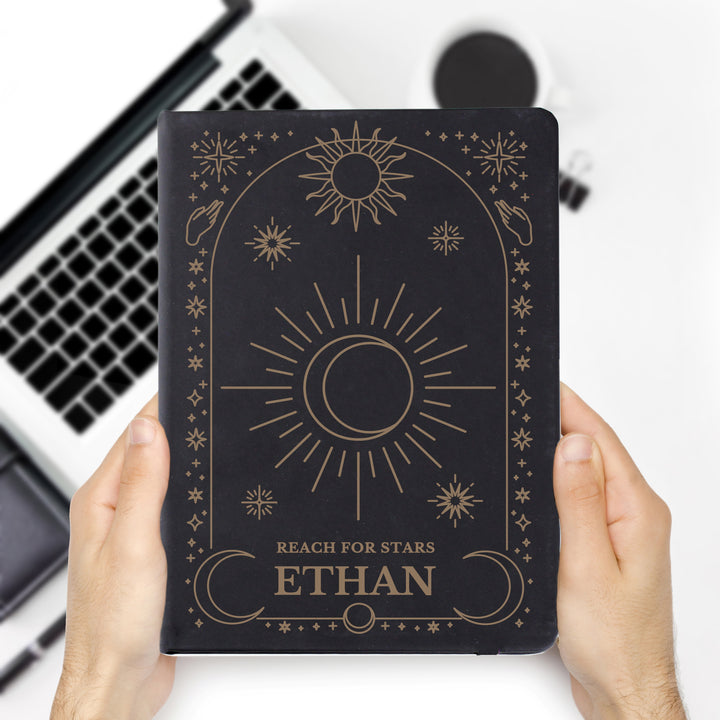 Buy Personalised Celestial Black Hardback Notebook available now at www.giftsfinder.co.uk