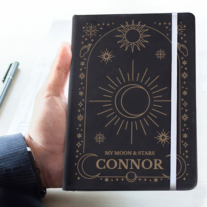 Buy Personalised Celestial Black Hardback Notebook available now at www.giftsfinder.co.uk