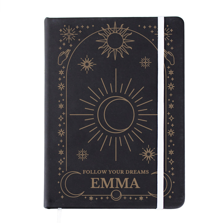 Buy Personalised Celestial Black Hardback Notebook available now at www.giftsfinder.co.uk