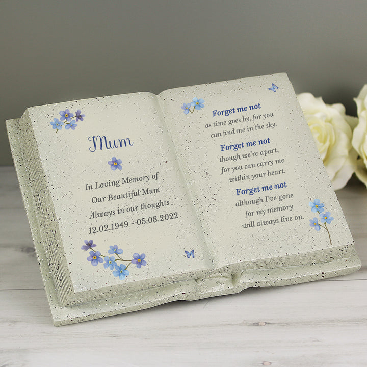 Buy Personalised Forget Me Not Memorial Resin Book available now at www.giftsfinder.co.uk