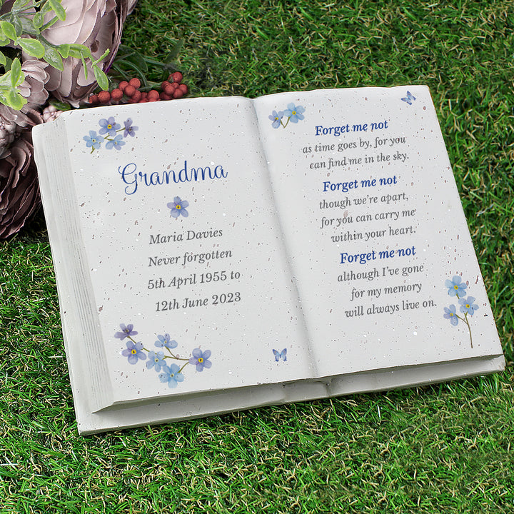 Buy Personalised Forget Me Not Memorial Resin Book available now at www.giftsfinder.co.uk