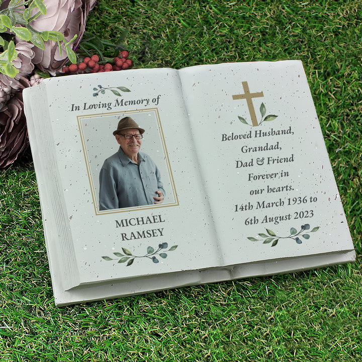 Personalised Memorial Cross Photo Upload Resin Book - part of the Gifts Finder Personalised Memorials collection