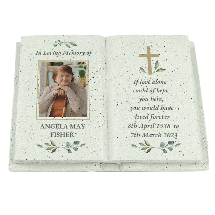 Personalised Memorial Cross Photo Upload Resin Book - part of the Gifts Finder Personalised Memorials collection