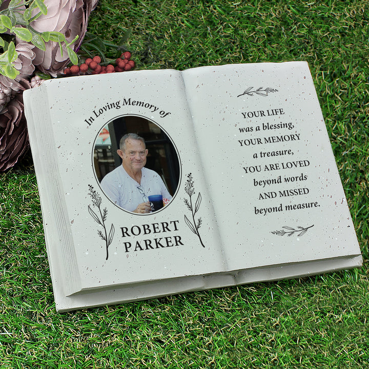 Buy Personalised Botanical Memorial Photo Upload Resin Book available now at www.giftsfinder.co.uk