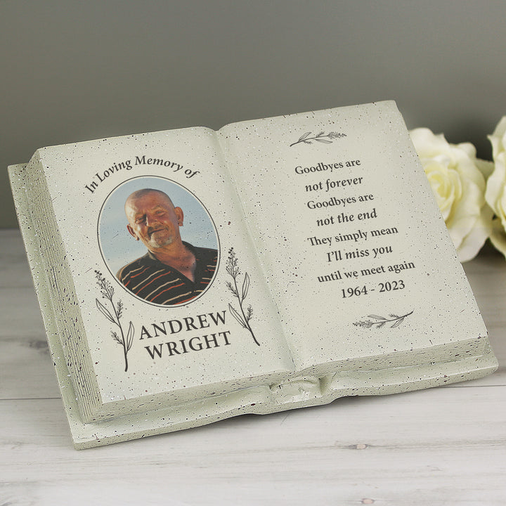 Buy Personalised Botanical Memorial Photo Upload Resin Book available now at www.giftsfinder.co.uk