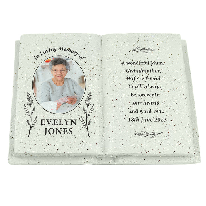 Buy Personalised Botanical Memorial Photo Upload Resin Book available now at www.giftsfinder.co.uk