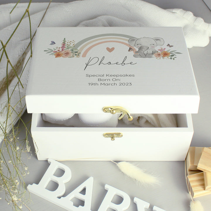 Buy Personalised Elephant Wooden Keepsake Box available now at www.giftsfinder.co.uk