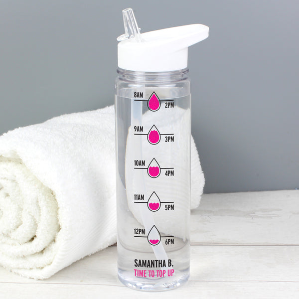 Buy Personalised Pink 'Hydration Tracker' Island Water Bottle at www.giftsfinder.co.uk