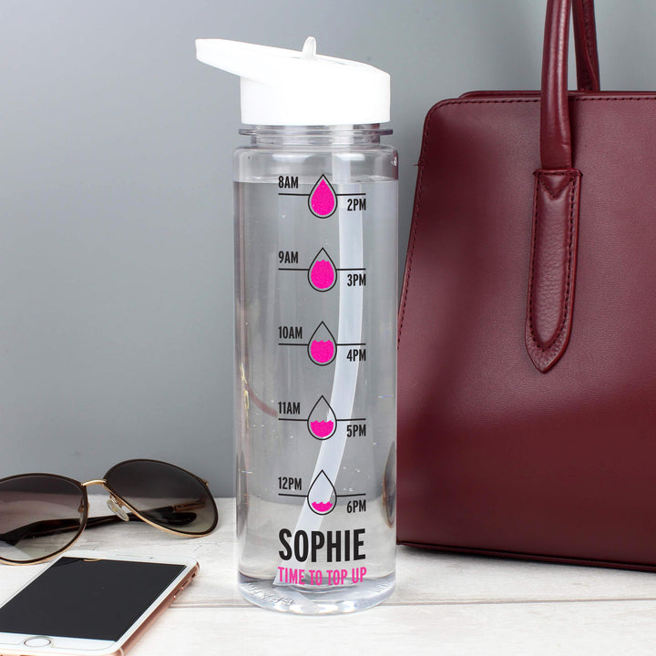 Buy Personalised Pink 'Hydration Tracker' Water Bottle at www.giftsfinder.co.uk