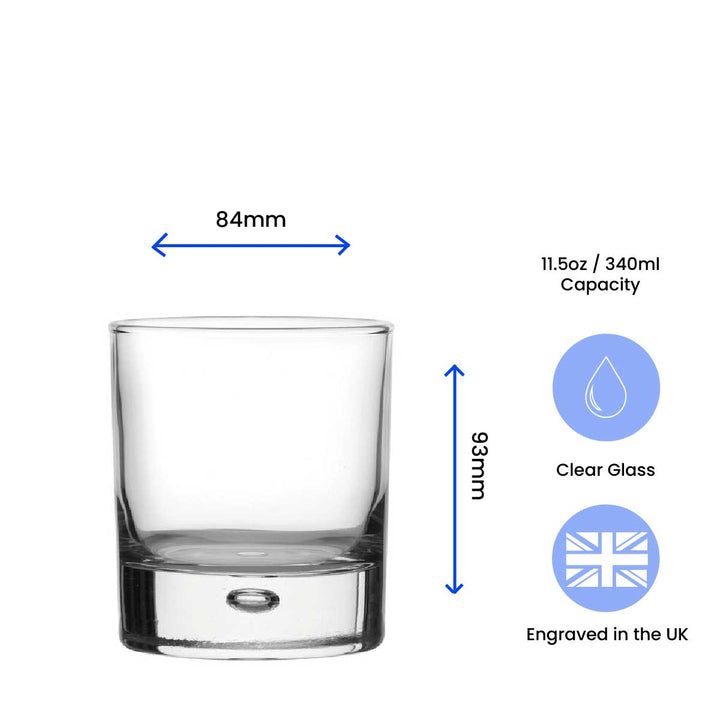 Engraved Bubble Whisky Glass Tumbler with Name and Heart Design