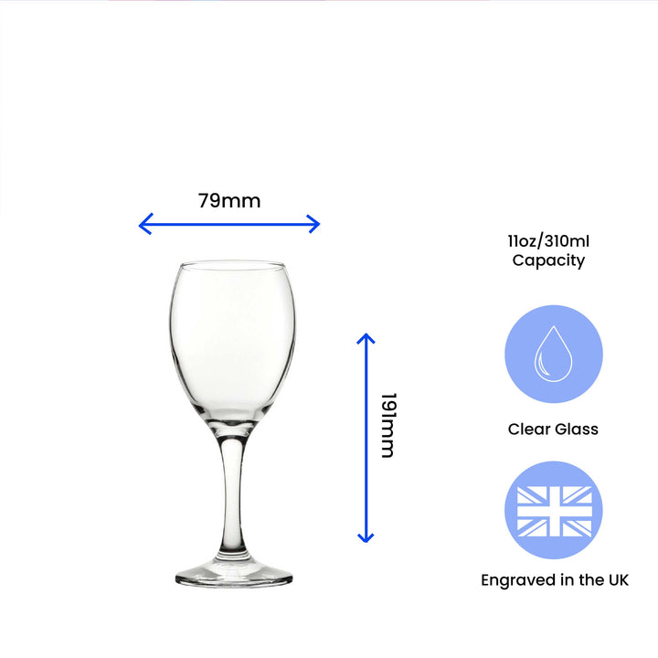 Personalised Engraved Pure Wine Glass with Name's Glass Serif Measurements Design, Customise with Any Name Image 6