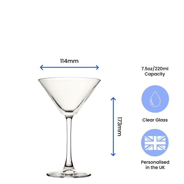 Engraved Enoteca Martini Cocktail Glass with Name with Heart Design, Personalise with Any Name - part of the  collection