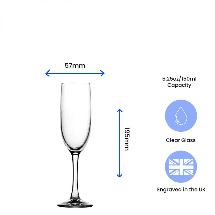 Engraved Imperial Plus Champagne Flute, 5.25Oz/155Ml Glass, Any Message - part of the  collection