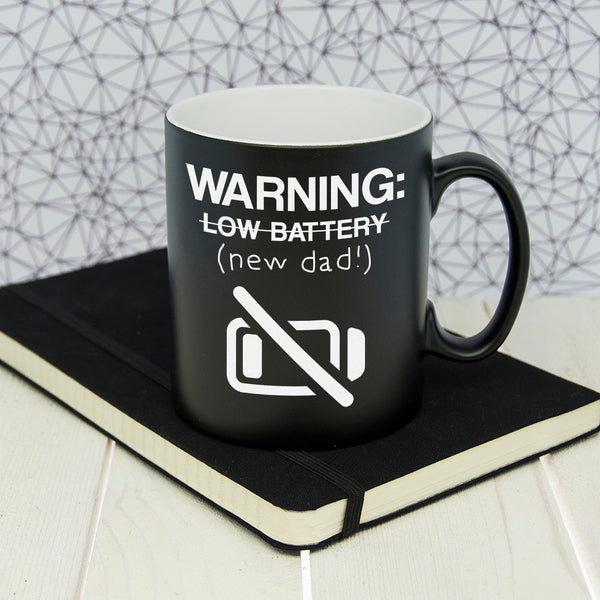 Warning: New Dad Black Matte Mug in gift category Personalised Mugs