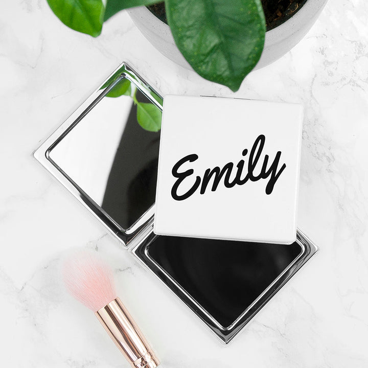 Personalised Square Compact Mirror in gift category Personalised Compact Mirrors