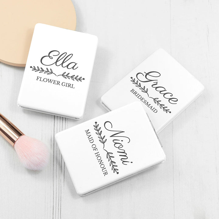 Personalised Bridal Party Rectangle Compact Mirror in gift category Personalised Compact Mirrors