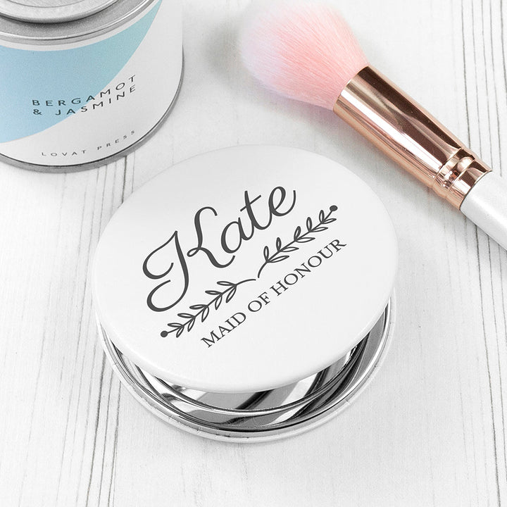 Personalised Bridal Party Square Compact Mirror in gift category Personalised Compact Mirrors