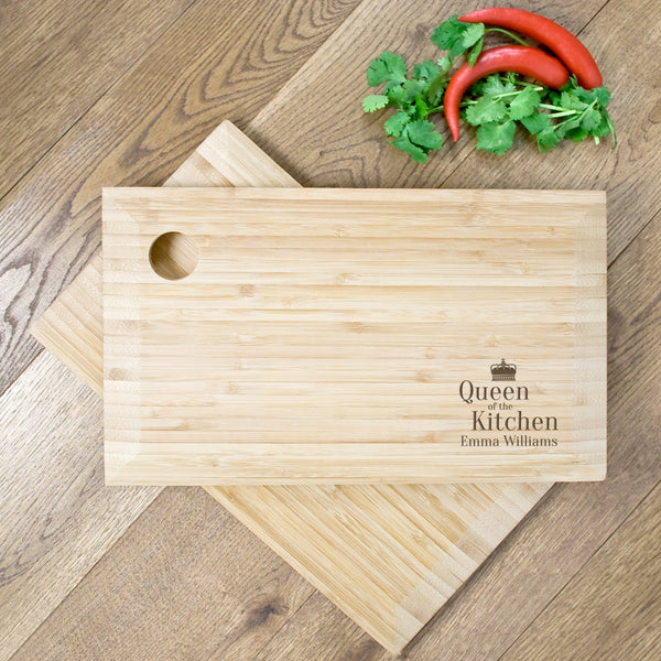 Buy Personalised Queen of the Kitchen Chopping Board at www.giftsfinder.co.uk