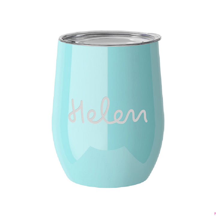 Personalised Summer Style Gloss Wine Tumbler - Turquoise in gift category Personalised Wine Glasses