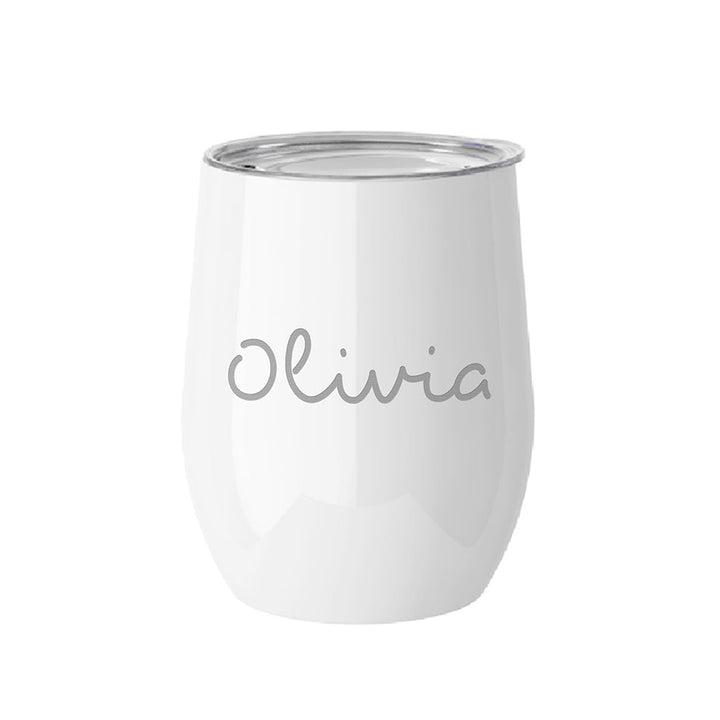 Personalised Summer Style Gloss Wine Tumbler - White in gift category Personalised Wine Glasses