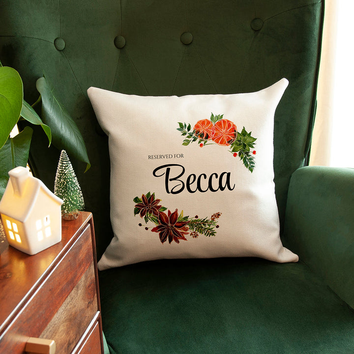 Personalised Floral Reserved for Cushion Cover in gift category Personalised Cushion Covers