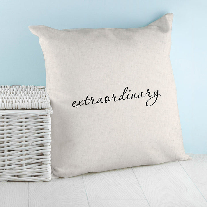 Buy Personalised Empowering Word Cushion Cover at www.giftsfinder.co.uk