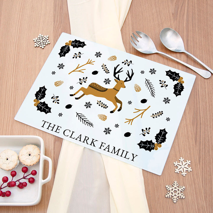 Personalised Nordic Woodland Rectangular Chopping Board in gift category Personalised Chopping Boards