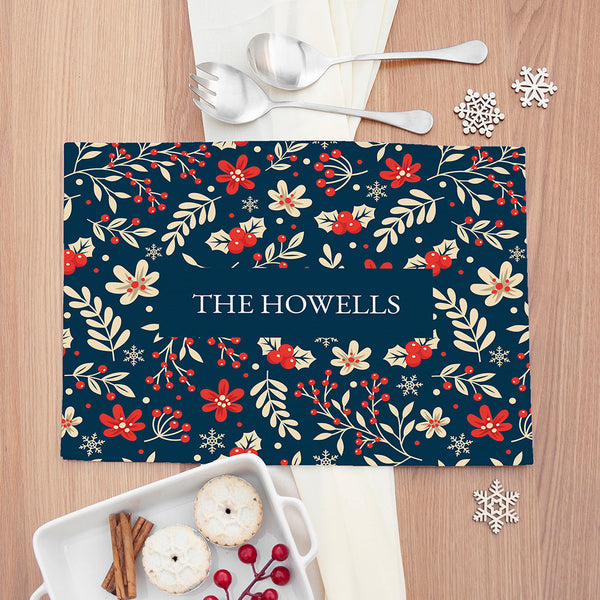 Personalised Christmas Holly Placemat