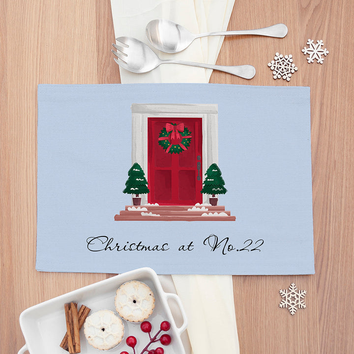 Personalised Christmas Front Door Placemat in gift category Personalised Placemats