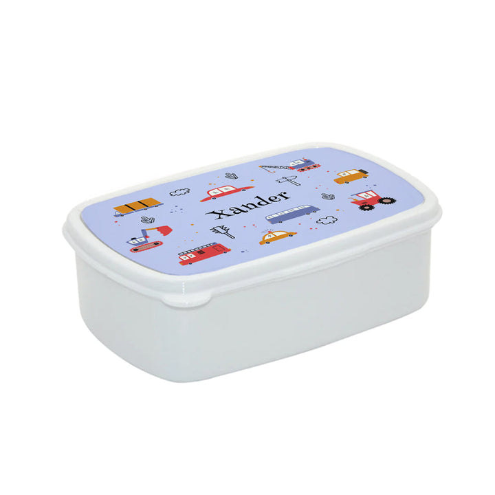 Buy Personalised Kids Transport Lunch Box available now at www.giftsfinder.co.uk