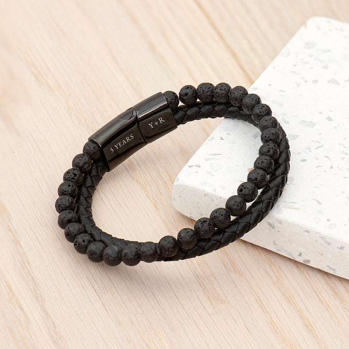 Buy Personalised Mens Woven Duo Black Bracelet available now at www.giftsfinder.co.uk