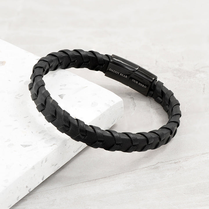 Buy Personalised Men's Leather Chevron Bracelet available now at www.giftsfinder.co.uk