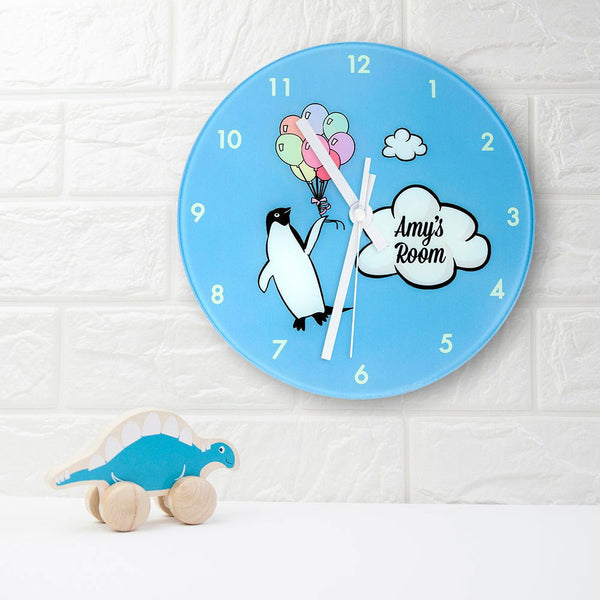 Buy Percy Penguin Personalised Wall Clock available now at www.giftsfinder.co.uk