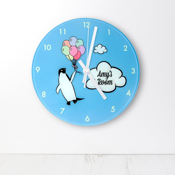 Buy Percy Penguin Personalised Wall Clock at www.giftsfinder.co.uk