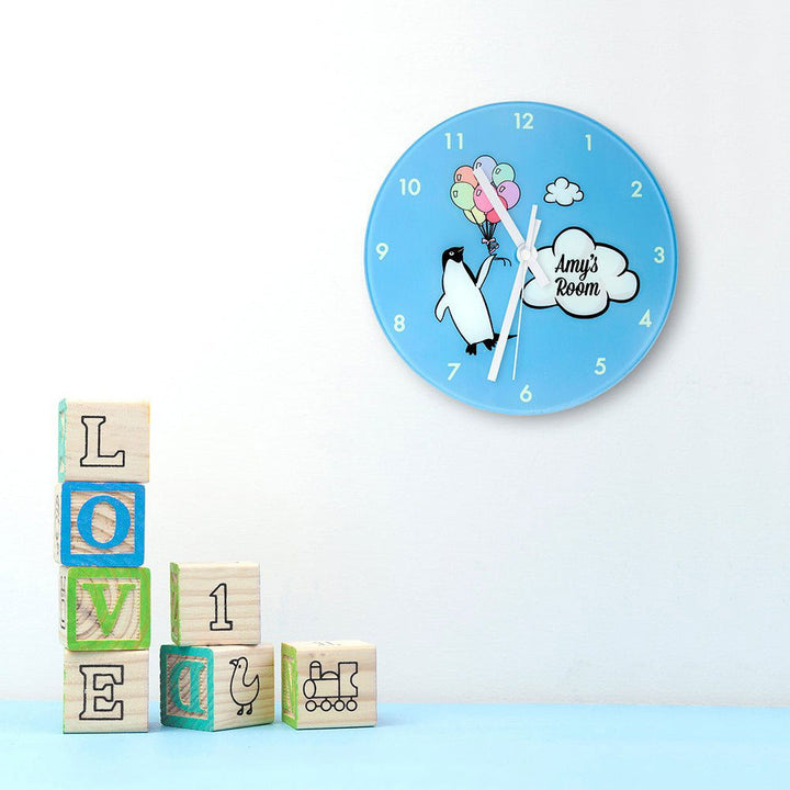 Percy Penguin Personalised Wall Clock in gift category 