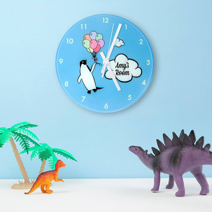 Buy Percy Penguin Personalised Wall Clock at www.giftsfinder.co.uk