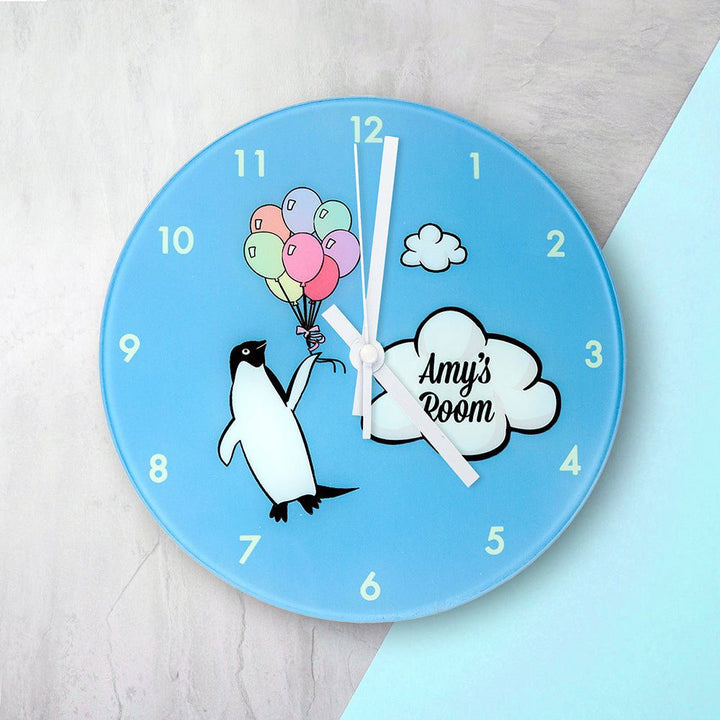 Buy Percy Penguin Personalised Wall Clock at www.giftsfinder.co.uk