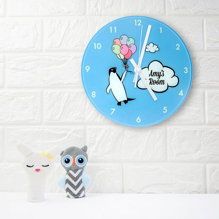 Percy Penguin Personalised Wall Clock in gift category 