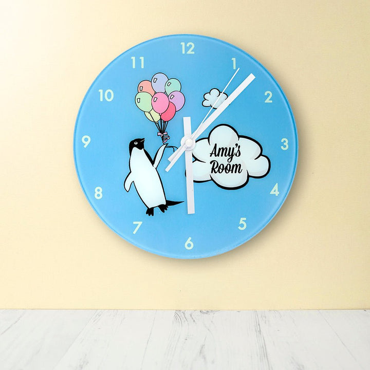 Percy Penguin Personalised Wall Clock in gift category 